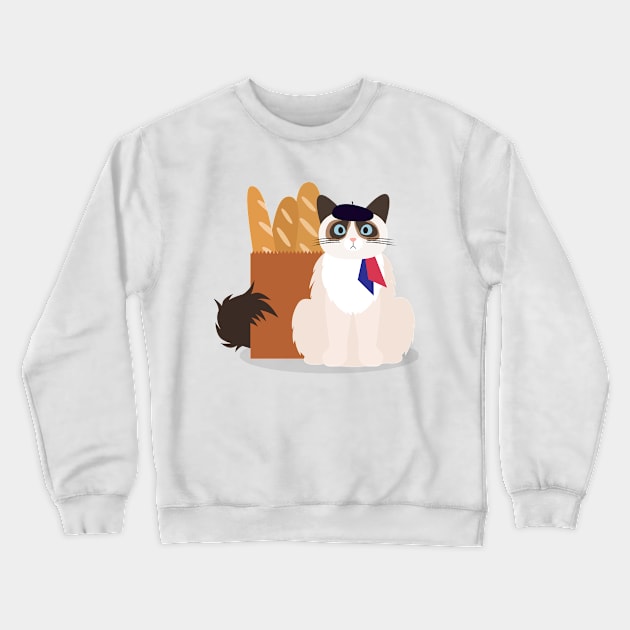 Bastille Day Cat Crewneck Sweatshirt by katnanigans